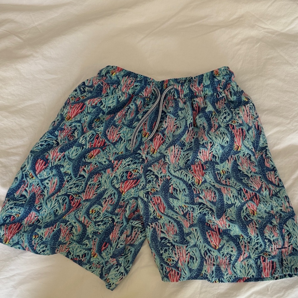Boys Peter Millar swim trunks with mesh